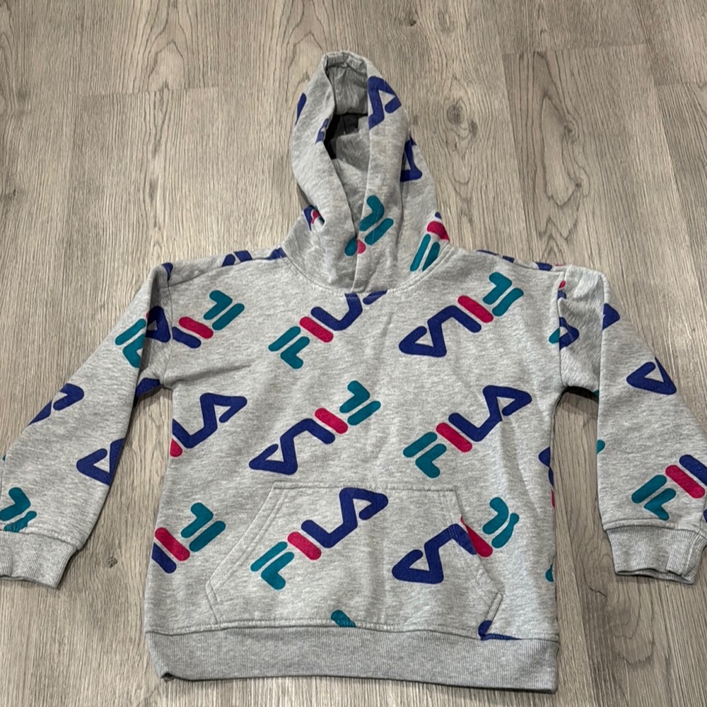 Fila Gray Hoodie with Multicolor Logo